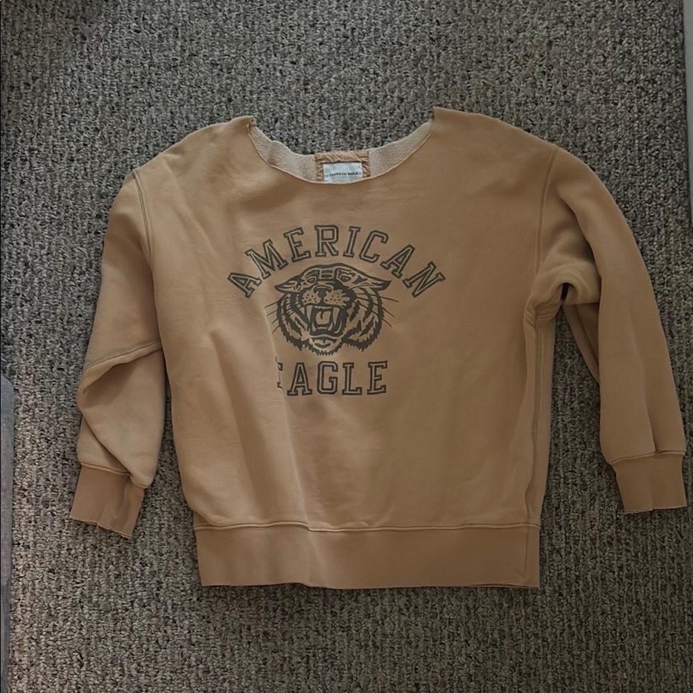 American Eagle Outfitters Tan Graphic Sweatshirt